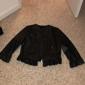 Zara ruffled leather jacket